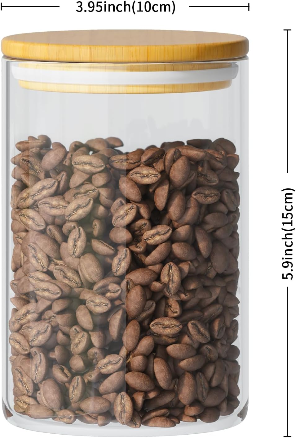 6 Piece Glass Storage Jars Set with Airtight Bamboo Lids and Labels, 37oz/1100ml Glass Spice Jars Food Storage Containers for Home Kitchen,Pantry, Tea, Sugar, Salt, Coffee, Flour, Herbs, Grains