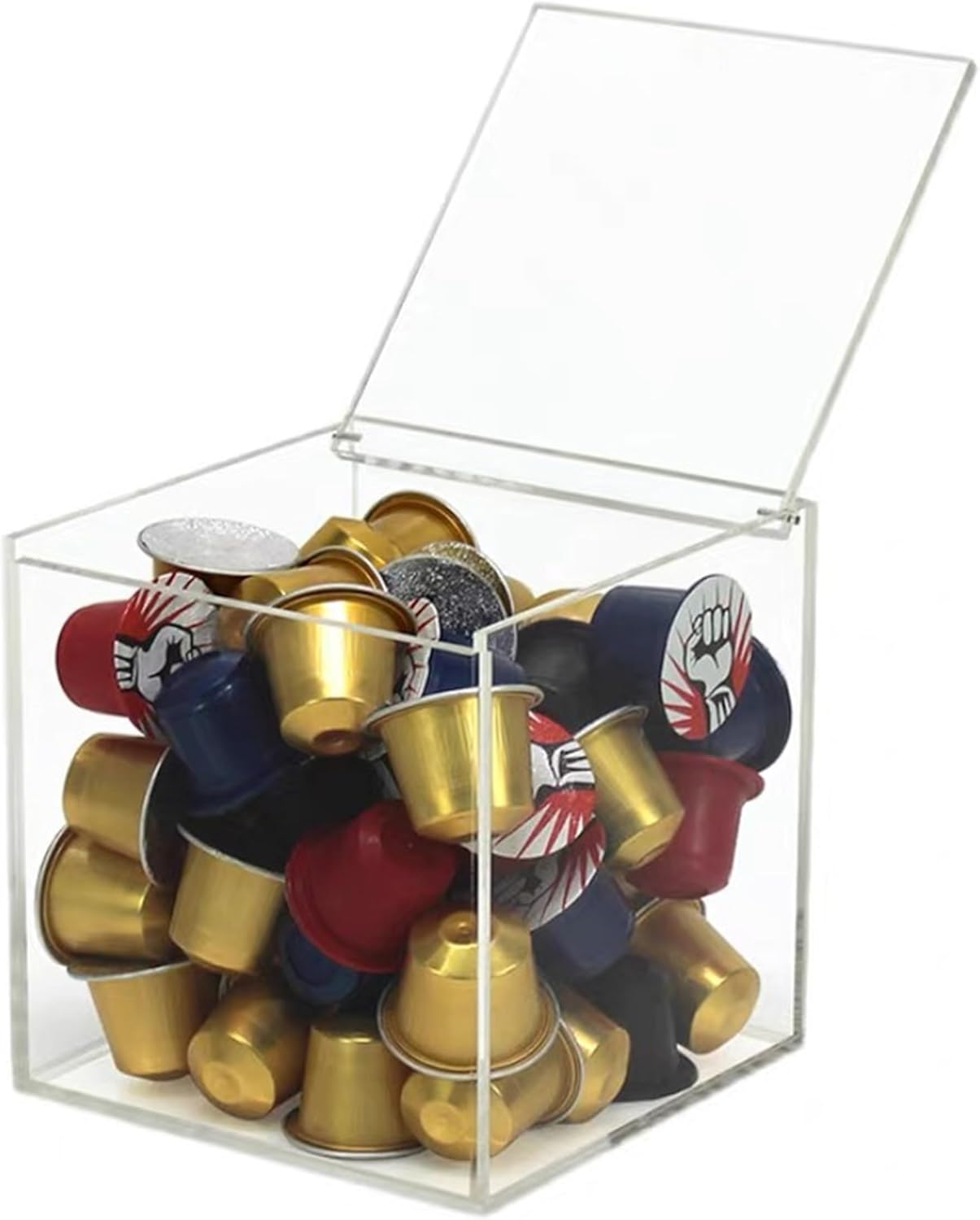 KissYou Acrylic Box Clear Storage Contanier with Lid Acrylic Hinged Lid Box Coffee Pod Holder Graduation Candy Gift Box Transparent Display Case