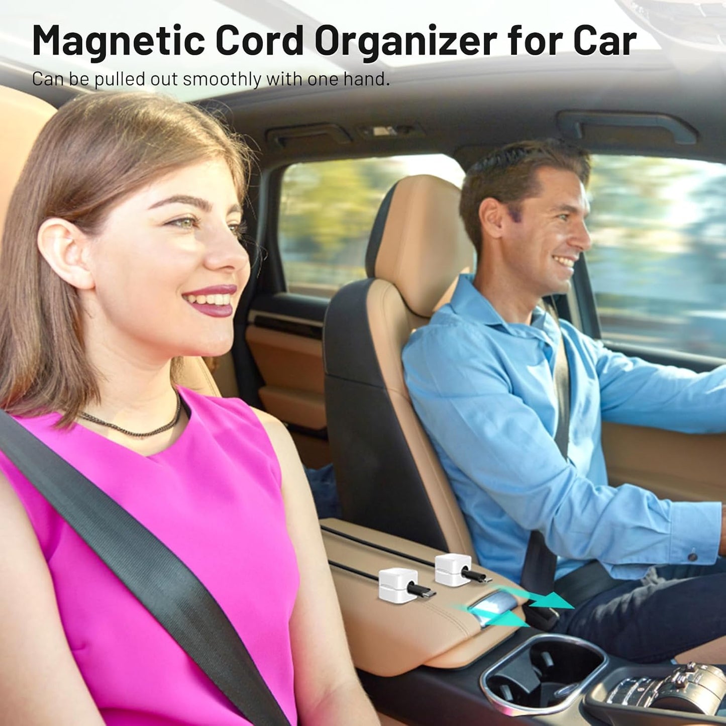 6 Pack Magnetic Cord Holder, Znben Cable Clips White Cord Organizer Holder Adhesive Cable Management Charger Wire Holder Clips for Desk, Car, Office, Home, Cubicle, Nightstand