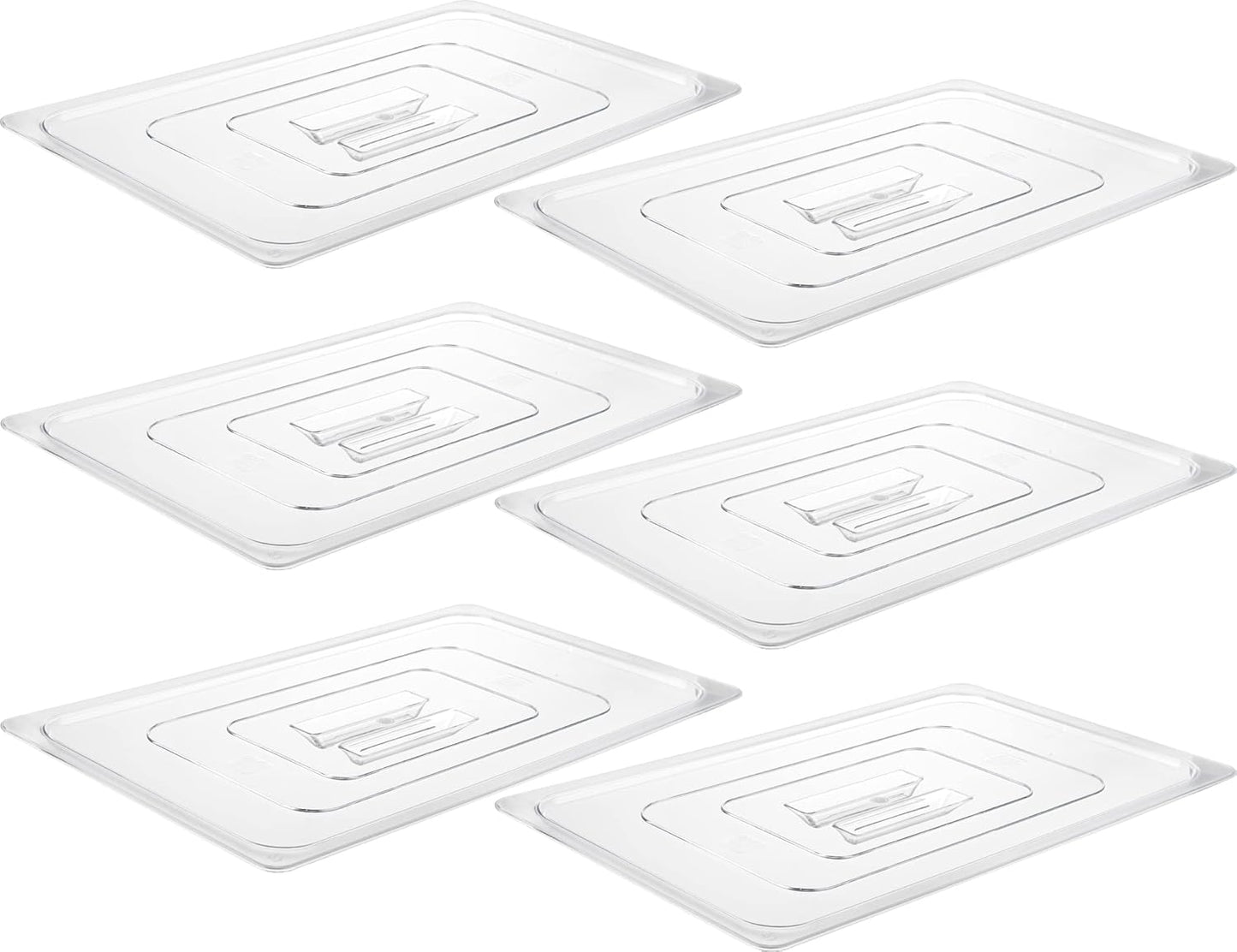 CURTA 6 Pack Food Pan Lids, Full Size NSF Polycarbonate Cover with Handle, Plastic Clear