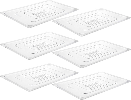 CURTA 6 Pack Food Pan Lids, Full Size NSF Polycarbonate Cover with Handle, Plastic Clear