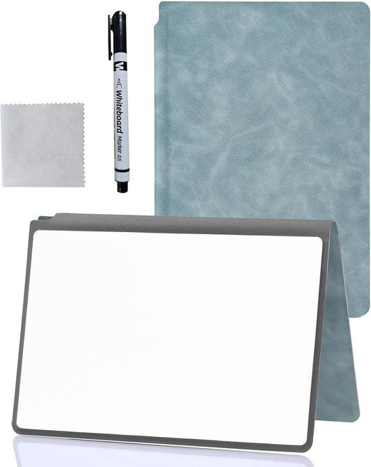 Portable Dry Erase Board,Portable White Board,Small Dry Erase Board,Foldable,Erasable,Repeatable,9.5 * 6.6 inches,for Office,Home,School,Study,Meeting(Cyan)