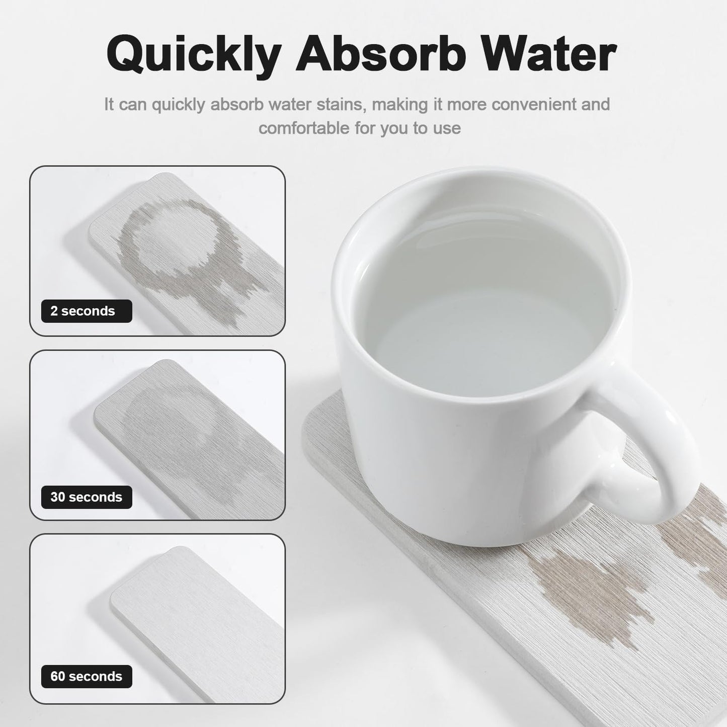 Water Absorbing Stone Tray for Sink | Quick Drying Diatomaceous Earth Coasters | Soap Dish Holder & Toothbrush Holder for Bathroom Counter | Hand Soap & Plant & Toiletries | Light Grey 4-Pack