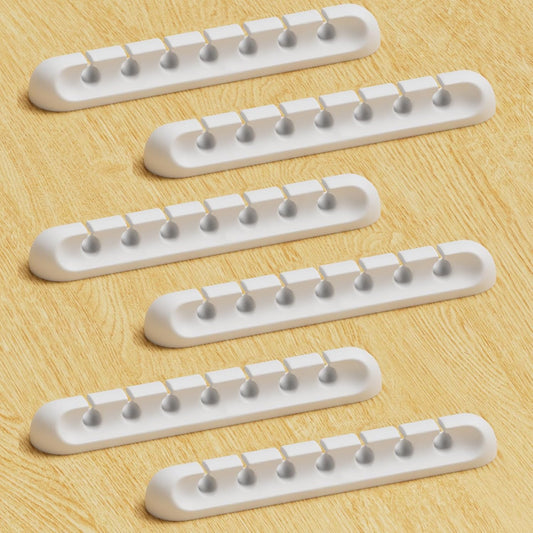 USB Cable Organizer Clips Cord Holder,6 Packs (7-Slots) White Self Adhesive Desk Cord Cable Management