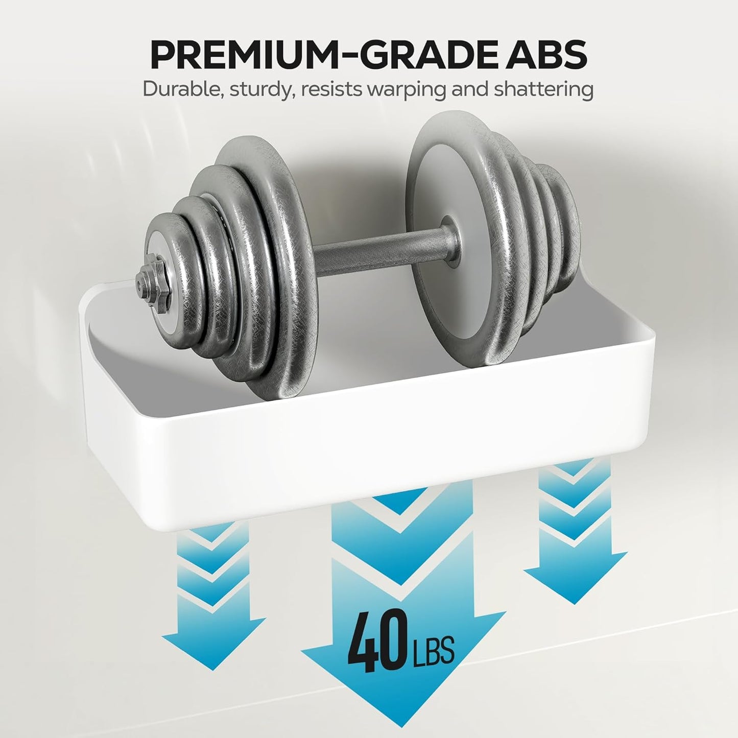 Nieifi Adhesive Wall Shelf, Shower Shelves 5 Pack with Soap Holder, Shower Organizer for Bathroom Organization, White