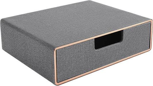 Stackable Organizer Drawer PU Leather Classic Handmade,Organize Home Office Desk Accessories and Sort Letter-Size Paper/a4 Document,Desktop Caddy with Drawers Storage,13.1x10x3.7inches,Grey