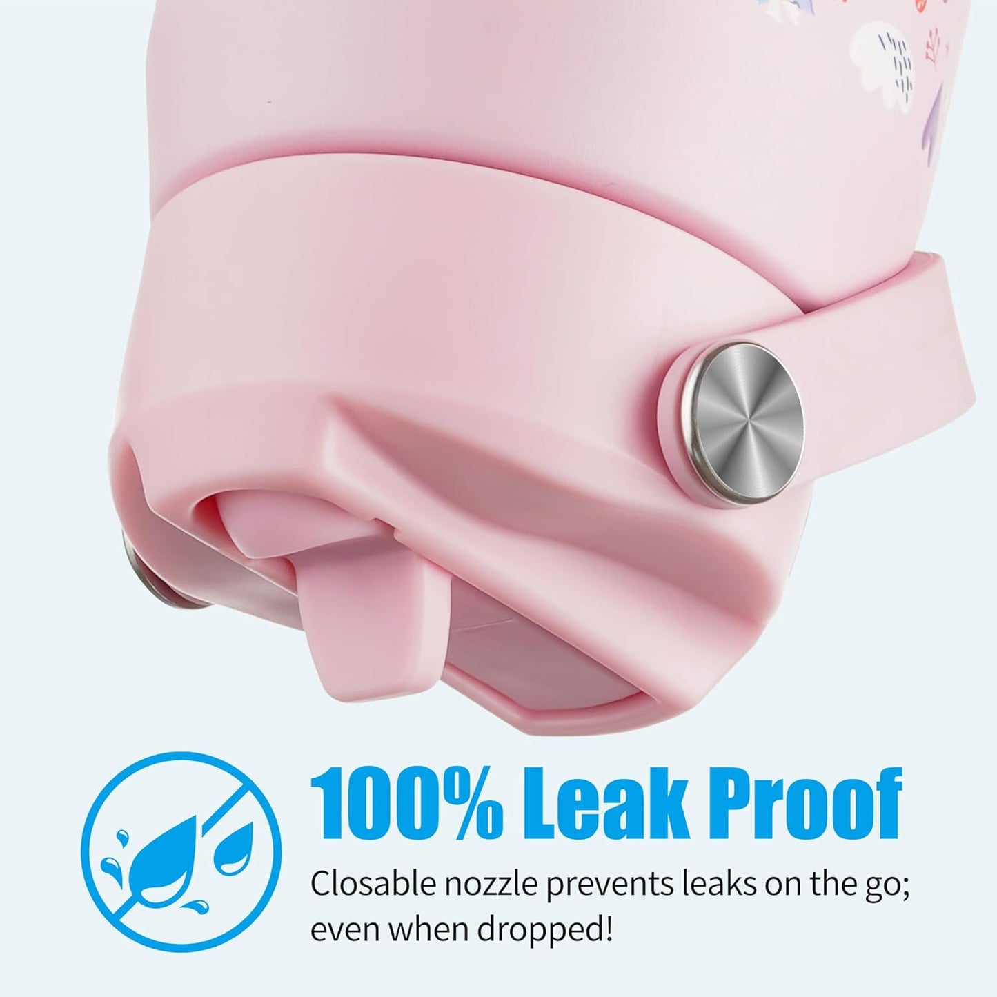 OLDLEY kids Water Bottle - 18oz Insulated Stainless Steel - Wide Straw Lid, Non Spill, Leakproof, Kids Water Bottle for School,Unicorn