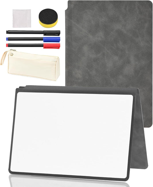 Portable Dry Erase Board,Portable White Board,Small Dry Erase Board,Foldable,Erasable,Repeatable,9.5 * 6.6 inches,for Office,Home,School,Study,Meeting(Black)