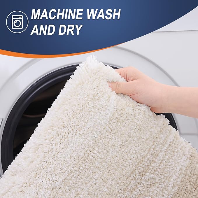 OLANLY Bathroom Rugs Mat 36x24, Extra Soft Absorbent Microfiber Bath Rugs, Rubber Backing, Quick Dry, Machine Washable Bath Mats for Bathroom Floor, Tub and Shower, Home Decor Accessories, Light Beige