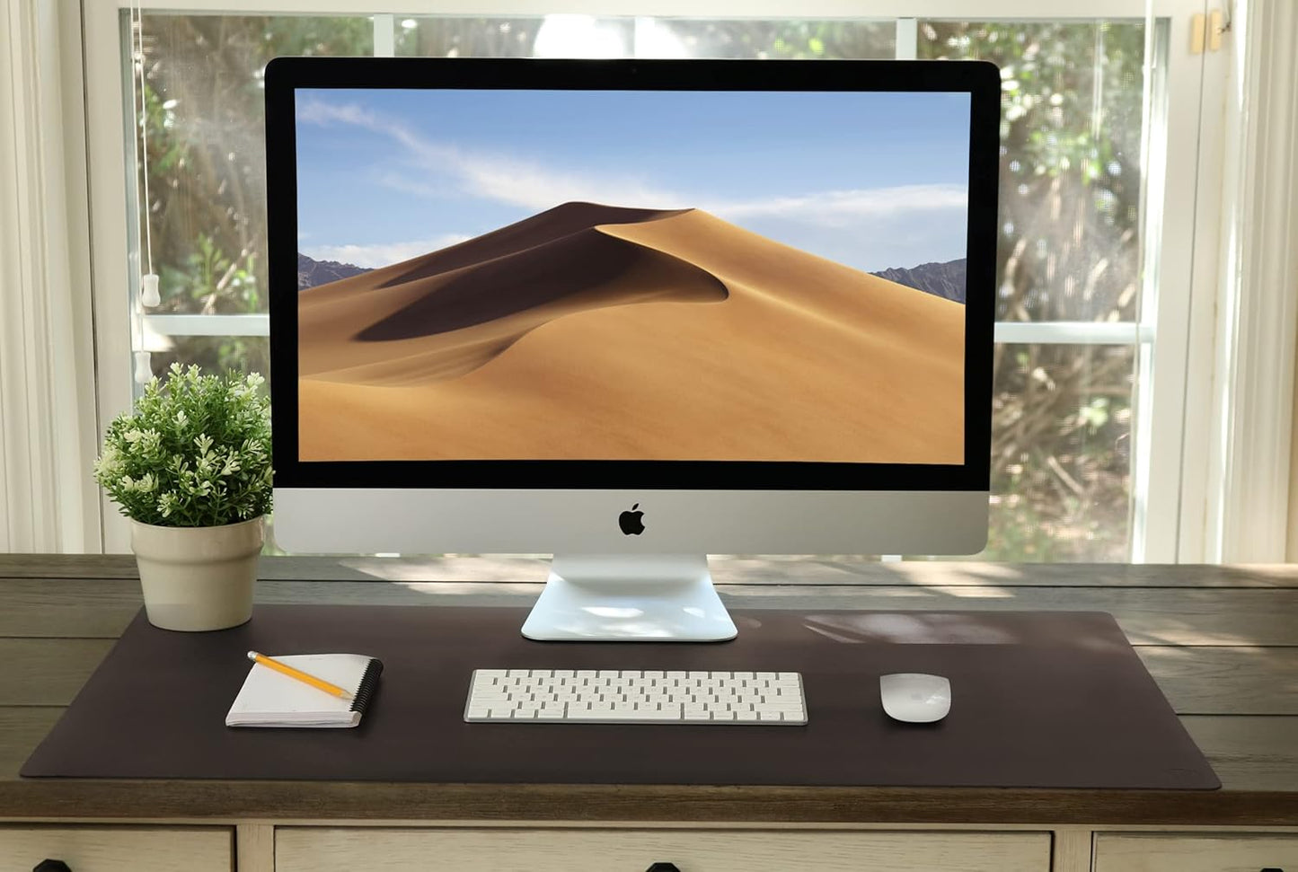 Vine Creations Leather Desk Mat 24" x 17", Desk Protector Mat, PU Leather Desk Pad, Small Desk Pad Mat, Desk Blotter, Desk Pads on Top of Desks, Desk Mat for Home or Office (Dark Brown)