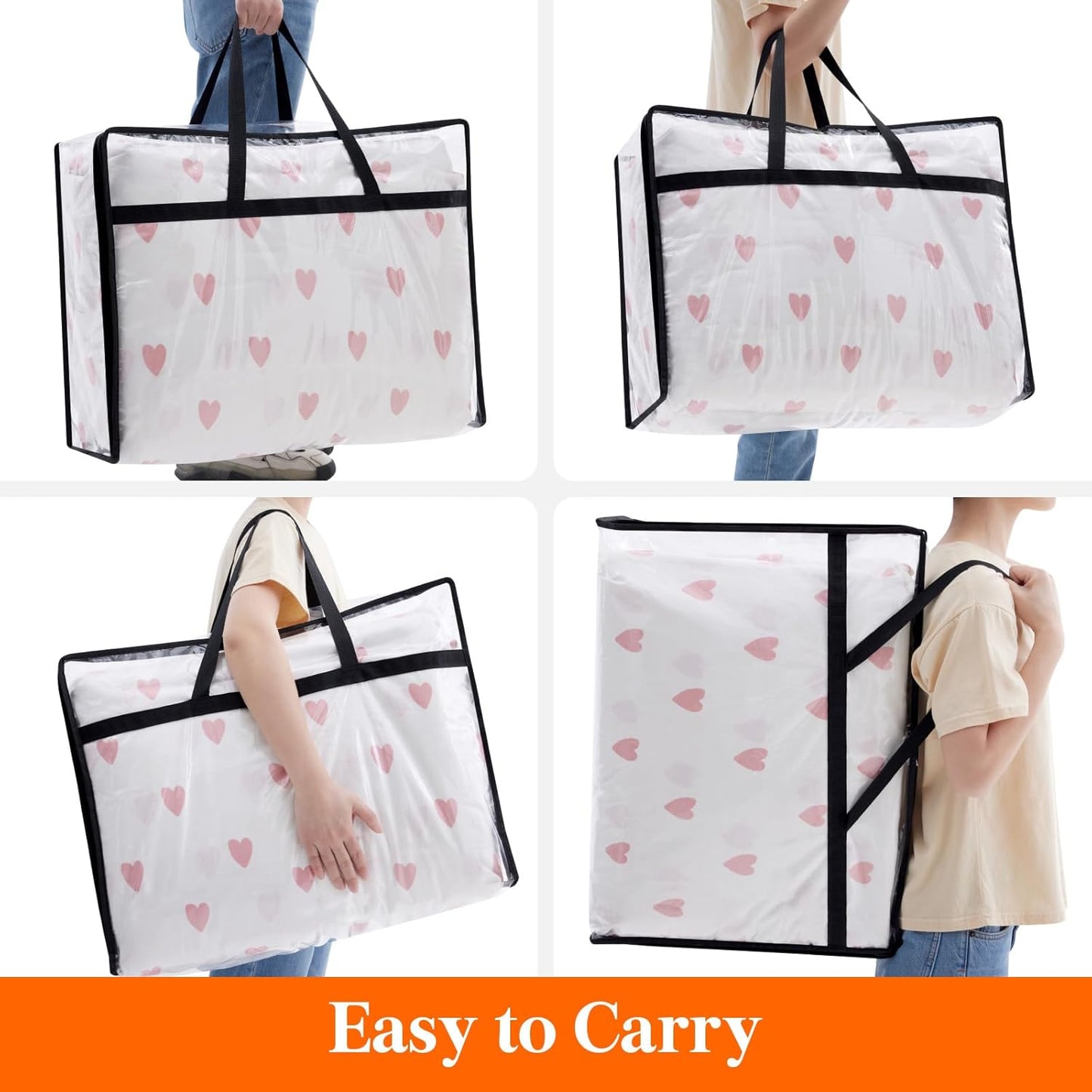 Lifewit 4 Pack Clear Clothes Storage Bags, 75L Large Plastic Blanket Storage, Vinyl Foldable Moving Bags with Zipper, Closet Organizers Containers for Comforter, Bedding, Duvet, Pillow