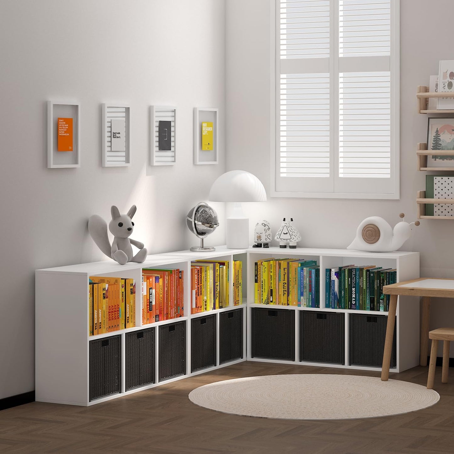 Wooden 5 Cube Storage Organizer with Closed Back Panel,White Cube Shelf Heavy Duty Cubby Storage Organizers with Compartments for Living,Display Shelf,Bookshelf,Storage Furniture