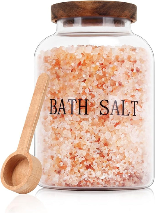 74 oz Glass Bath Salts Jar,Bath Salt Container with Lid and Scoop,Bathroom Organizers and Storage,for Bathtub Accessories for Women,Bathroom Decor,Home Decor