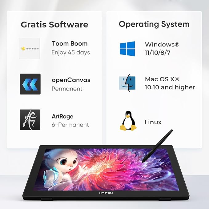 XPPen 21.5 Inch Drawing Tablet with Screen 122% sRGB, Artist 22 2nd IPS Graphics Tablet with 8192 Levels Battery-Free Stylus, Pen Display with Adjustable Stand, AG Film for Windows, Mac, Chrome, Linux