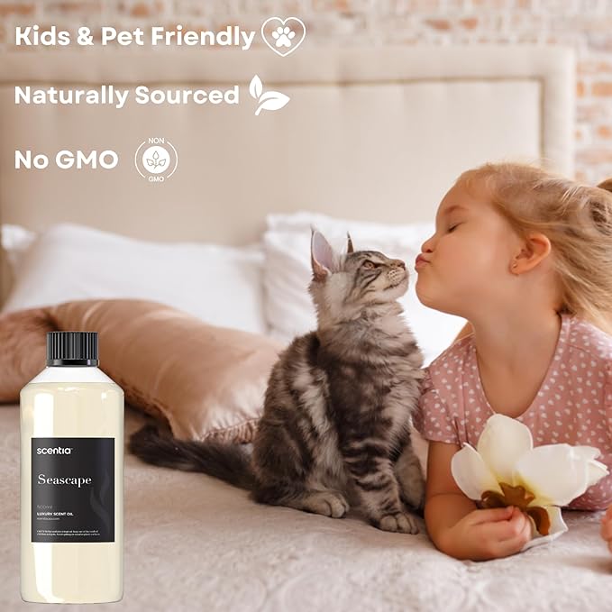 Scentia Hotel Diffuser Oil Inspired by 5-Star Hotel Scent - 500 ml 16.9 fl oz - Fragrance Oil Blend Botanical Jasmine & Marine Notes for Aromatherapy Diffusers - Escapade, Thanksgiving Gift