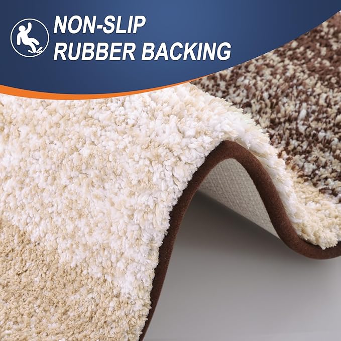 OLANLY Bathroom Rugs Mat 50x30, Extra Soft Absorbent Microfiber Bath Rugs, Rubber Backing, Quick Dry, Machine Washable Bath Mats for Bathroom Floor, Tub and Shower, Home Decor Accessories, Brown