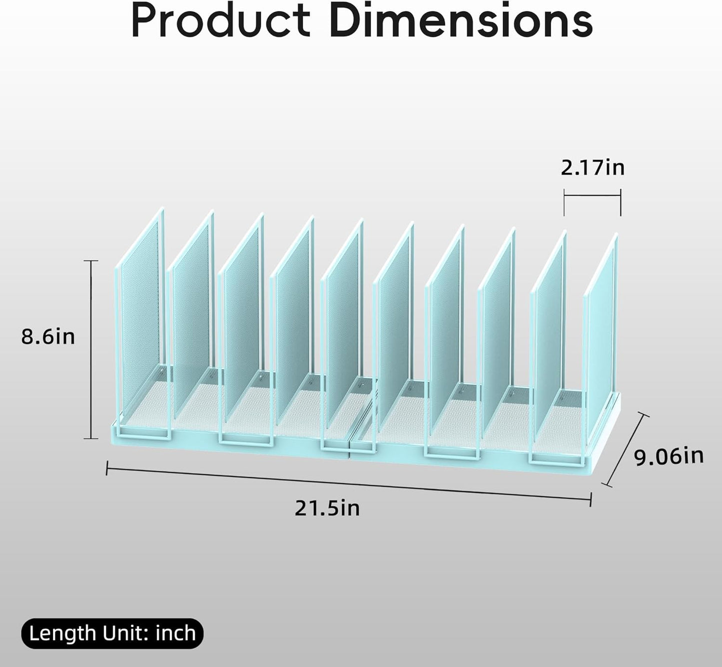 9-Section Desk File Organizer, Vertical File Holder, Mesh Desktop File Folder Metal File Organizer Stand for Office Home Classroom, Blue