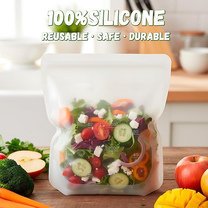 Reusable Premium Silicone Food Storage Gallon Bag 135oz,XXL - 2 PCS Food Storage Bag,Freezer Container,Sous Vide,Kitchen Organization,And Meal Prep Bags Microwave,Dishwasher,Oven Safe, BPA Free
