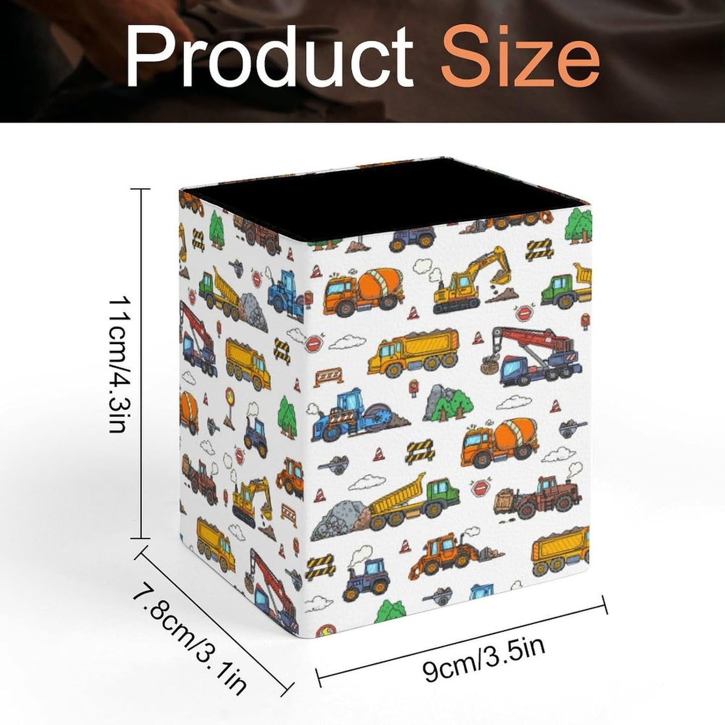 Square Pen Holder & Pencil Organizer for Desk - Office Storage Organizer, Markers/Makeup Brushes/Scissors Holder, Compact Desk Decor Accessories for Home Classroom School(Truck)