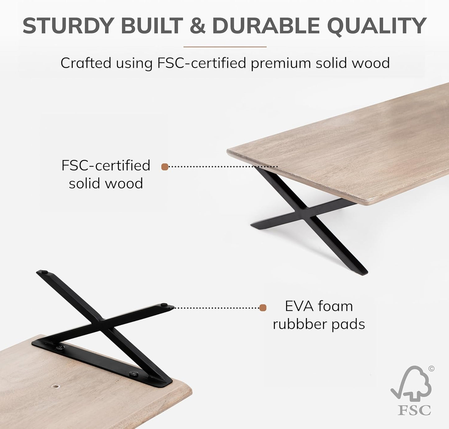 Anji Mountain Monitor Stand - Desktop Organizer & Laptop Riser, Ergonomic Monitor Riser, Space-Saving Monitor Stand for Desk, Durable Construction, Easy Assembly, Ideal for Home & Office,Biscotti
