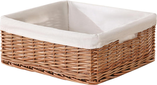 Handwoven Willow Storage Basket with Removable Cotton Liner – Fits 13’’ Cabinets, Eco-Friendly Organizer for Home Décor