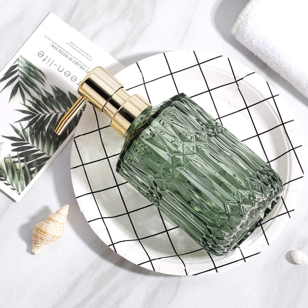 Soap Dispenser with Pump, Refillable Liquid Hand Soap Dish Soap Dispensers for Bathroom Counter, Kitchen Sink (Green)