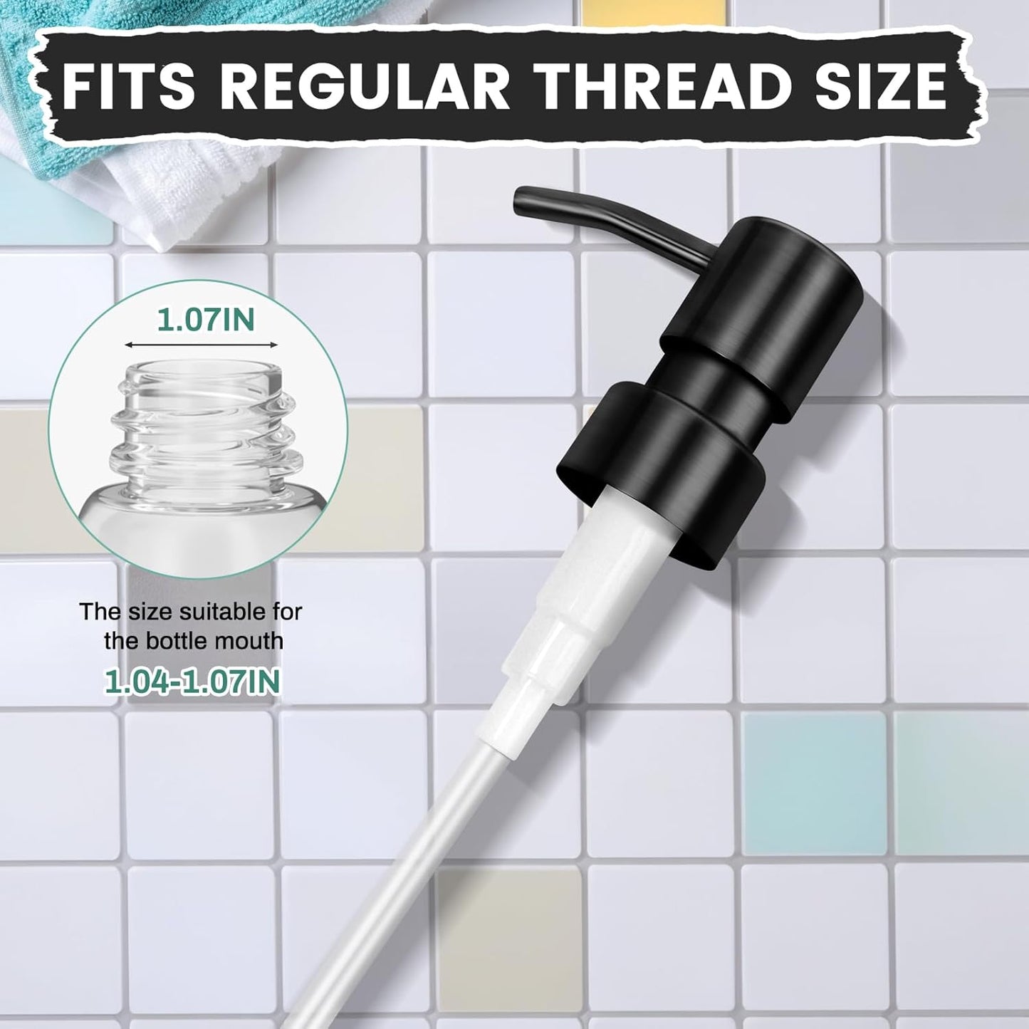 2 pcs 304 Stainless Steel Soap Dispenser Pump - Standard 28/400 Thread Replacement for Hand Soap Lotion Bottles