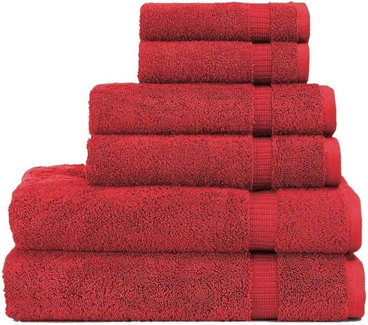 SALBAKOS 100% Turkish Cotton 6-Piece Towel Set | Heirloom Quality Hotel & Spa Collection | Ultra Soft, Super Absorbent 2 Washcloth, 2 Hand, 2 Bath Towel Sets | Made in Turkey (Wine, 6 Piece Towel Set)