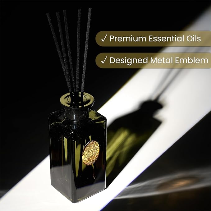 M&SENSE 10.14 oz Large Reed Diffuser Set | Lime Basil Scent Oil Diffuser with Sticks |Hotel Collection Non-Toxic Essential Oil |for Bedroom Bathroom Living Room