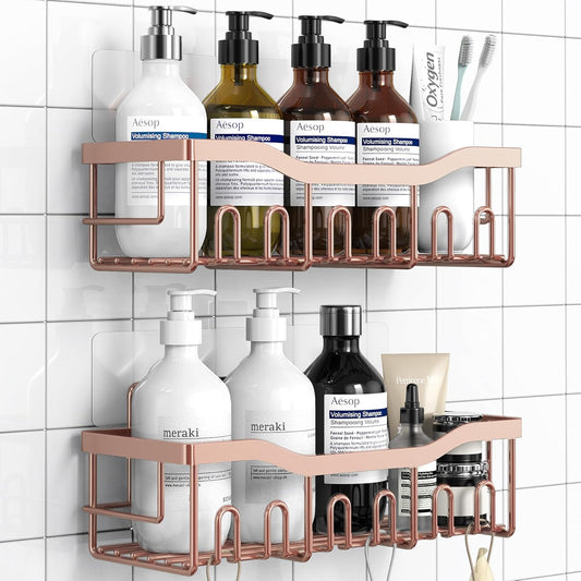 EUDELE Shower Caddy 2 Pack,Adhesive Shower Organizer for Home Decor&Kitchen Organizers,No Drilling,Rustproof Stainless Steel Bathroom Shelf Organizer