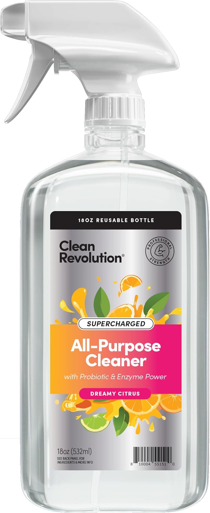 Clean Revolution SuperCharged Multi Surface Cleaner Refill Supply, Non-Toxic, Eco-Friendly & Plant-Based, Ready to Use, Dreamy Citrus, 18 oz (Pack of 1)