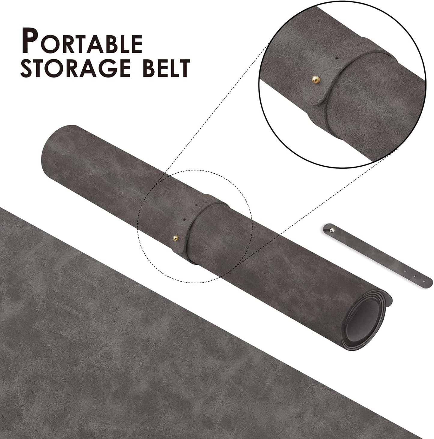 Distressed Leather Desk Mat - Non-Slip PU Desk Pad for Office and Home - Desk Organization and Accessories - Ideal for Large Mouse Pad and Desk Mats on Top of Desks(Slate Gray,31.5"x 15.7")