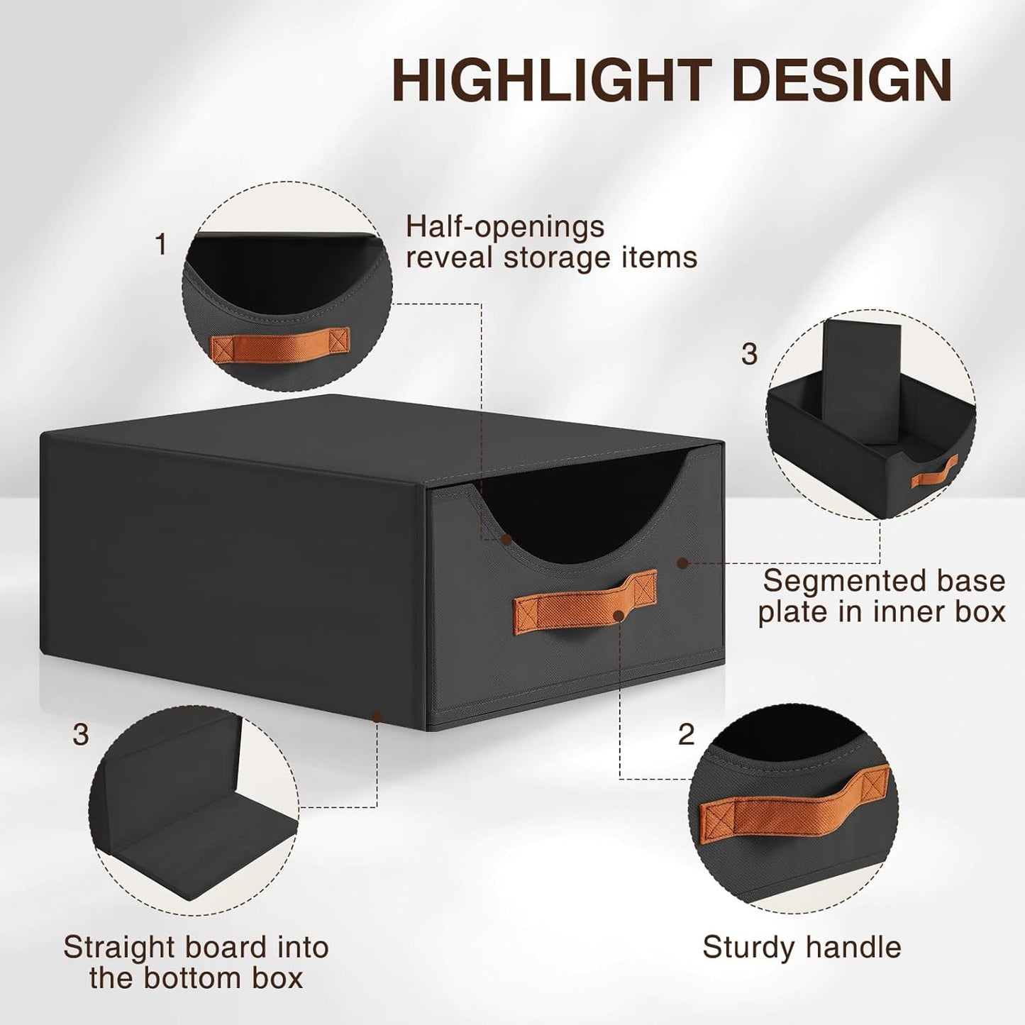 Closet Organizers and Storage - Large Stackable Storage Bins with Drawer, Fabric Bins for Organization, Collapsible Drawer Organizer Clothes for Bedroom, Living Room, 2 Pack, Black