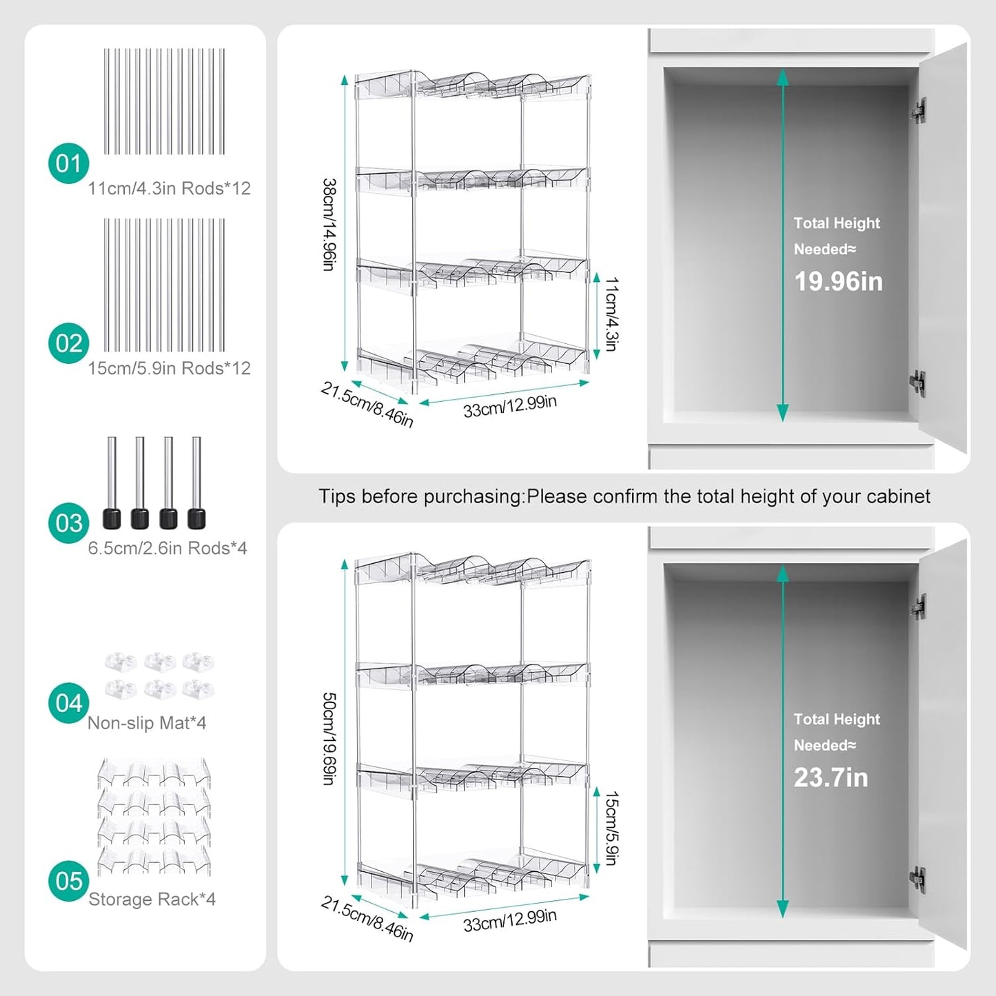 Reusable Stackable with Handle Compartment Water Bottle Tumbler Organizer for Stanley 40oz with Handle Cup, Stanley Accessories for Pantry, Cabinet & Kitchen Organization and Storage,4 Tier Hold 12