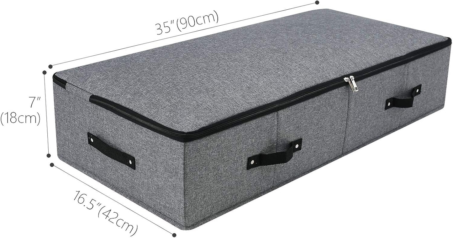2PCS Foldable Blankets Clothes Comforters Storage Bin Organizer with Plastic Support Liner for Blankets, Towels, Comforter, Sweaters, Linen Sheets, Wrapping Paper, Black Grey