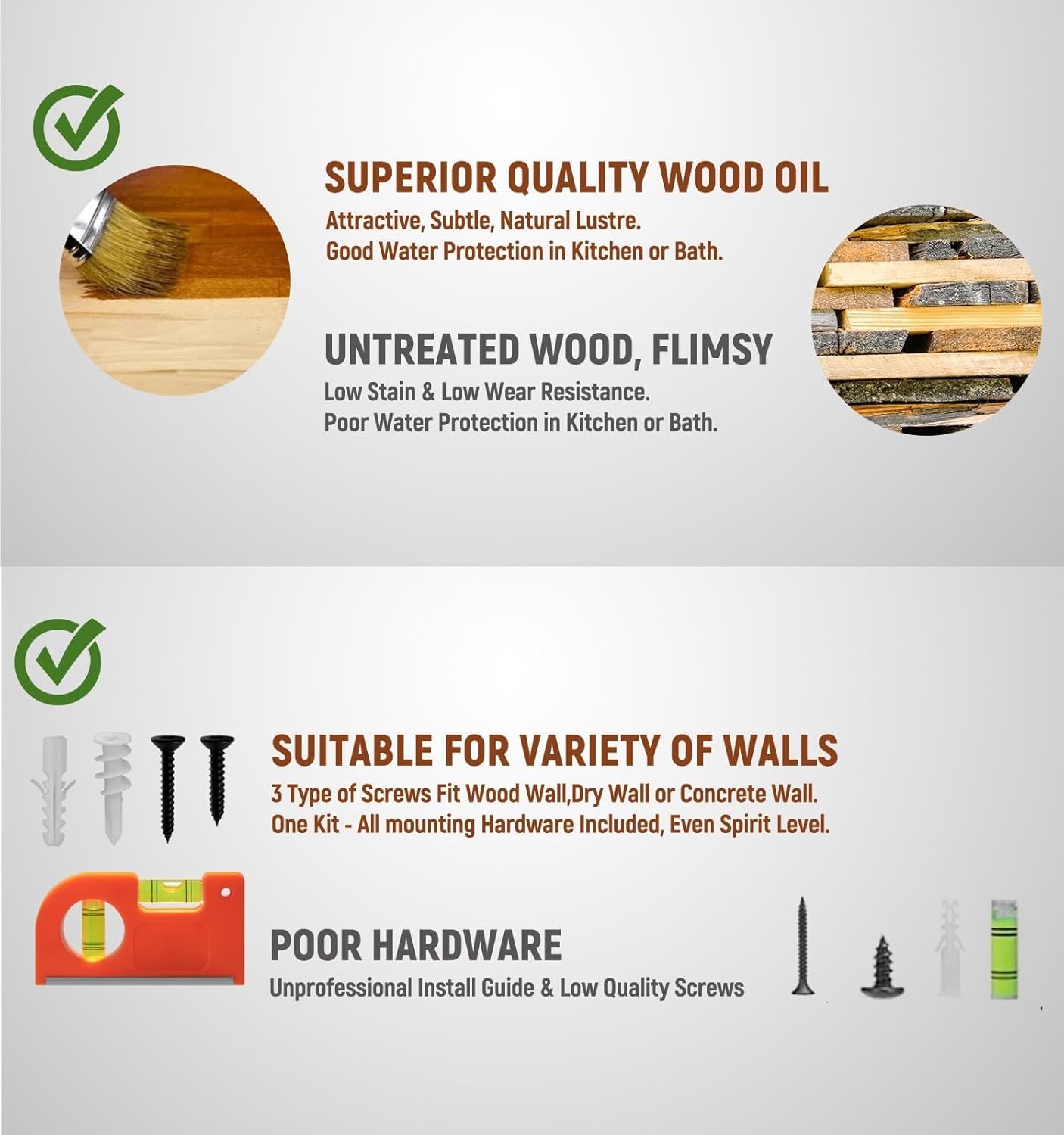 LEOPO Corner Floating Shelves Wall Mounted Set of 6, Corner Wall Shelves Rustic Wood Storage Display for Home Decor, Bedroom, Living Room, Kitchen, Office, Bathroom, Laundry Room, Reddish Brown