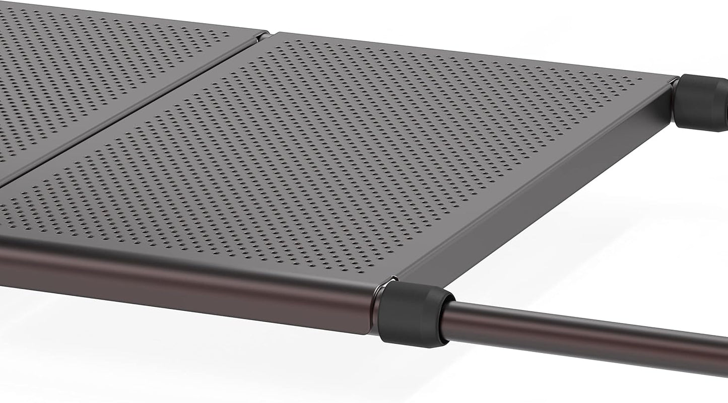 Simple Houseware Under Sink 2 Tier Expandable Heavy Duty Metal Shelf Organizer Rack, Bronze (Expand from 15 to 25 inches)