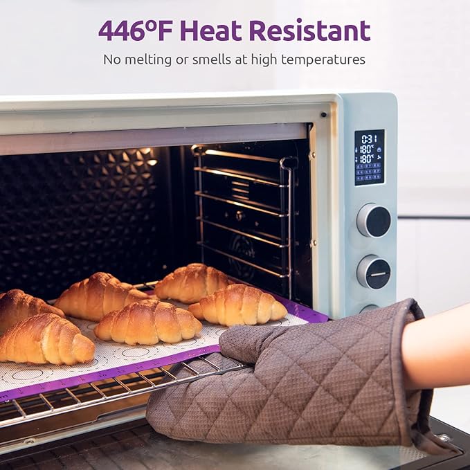 U-Taste 446ºF Heat Resistant Macaron Silicone Baking Mat, Non Stick Reusable Cookies Pastry Sheet Liner with Edge Enhancement Circle Measurement for Oven (Half Sheets Size, Pack of 2, Purple)