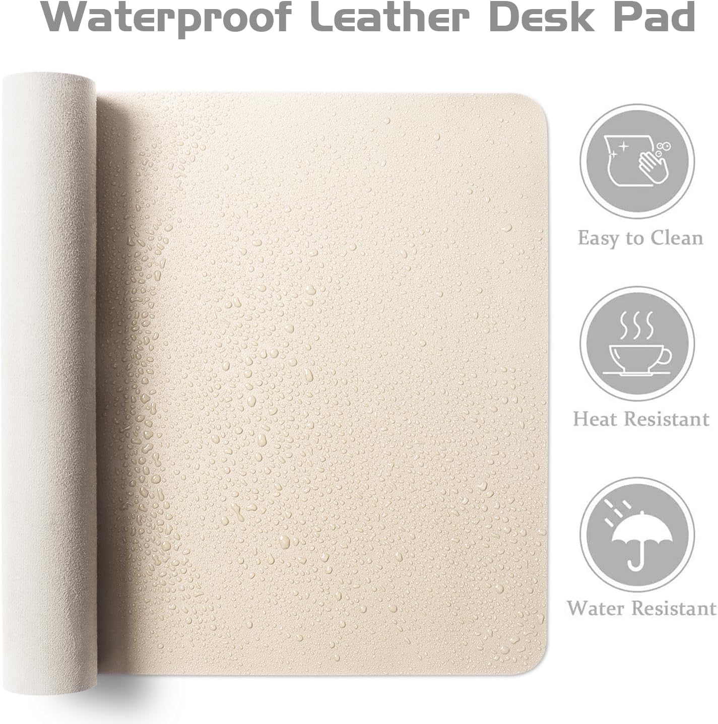 Aothia Leather Desk Pad Protector, Office Desk Mat, Large Mouse Pad, Laptop Desk Pad, Non-Slip PU Leather Desk Blotter, Waterproof Desk Writing Pad for Office and Home (Beige, 55" x 24")