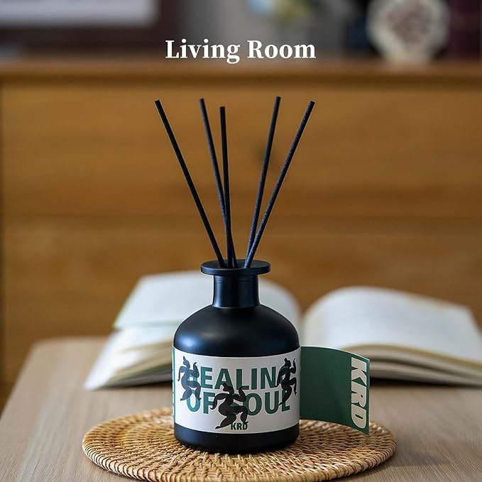 KRD 8.45 fl oz (250ml) Reed Diffuser Set, Premium Essential Oil Diffuser with 8 Natural Rattan Sticks, Long-Lasting Fragrance for Home Bathroom Decor, Moroccan Mint Tea