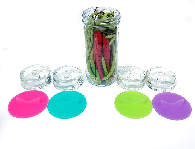4 Pack Mason Jar Fermentation Lids Silicone Airlock Lids for Wide Mouth Mason Jars (AirLock)