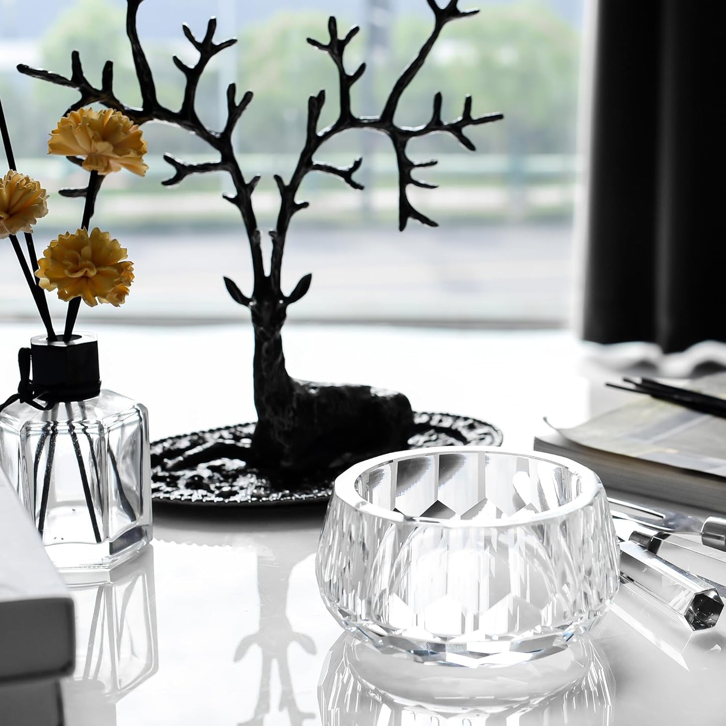 Crystal Clear Cosmetic Jar Candy Container, Transparent Empty Storage Jar for Makeup, Loose Powder, Bath Salts, Vanity Organizer, Open-Top Desk Decor for Rings & Cotton Balls