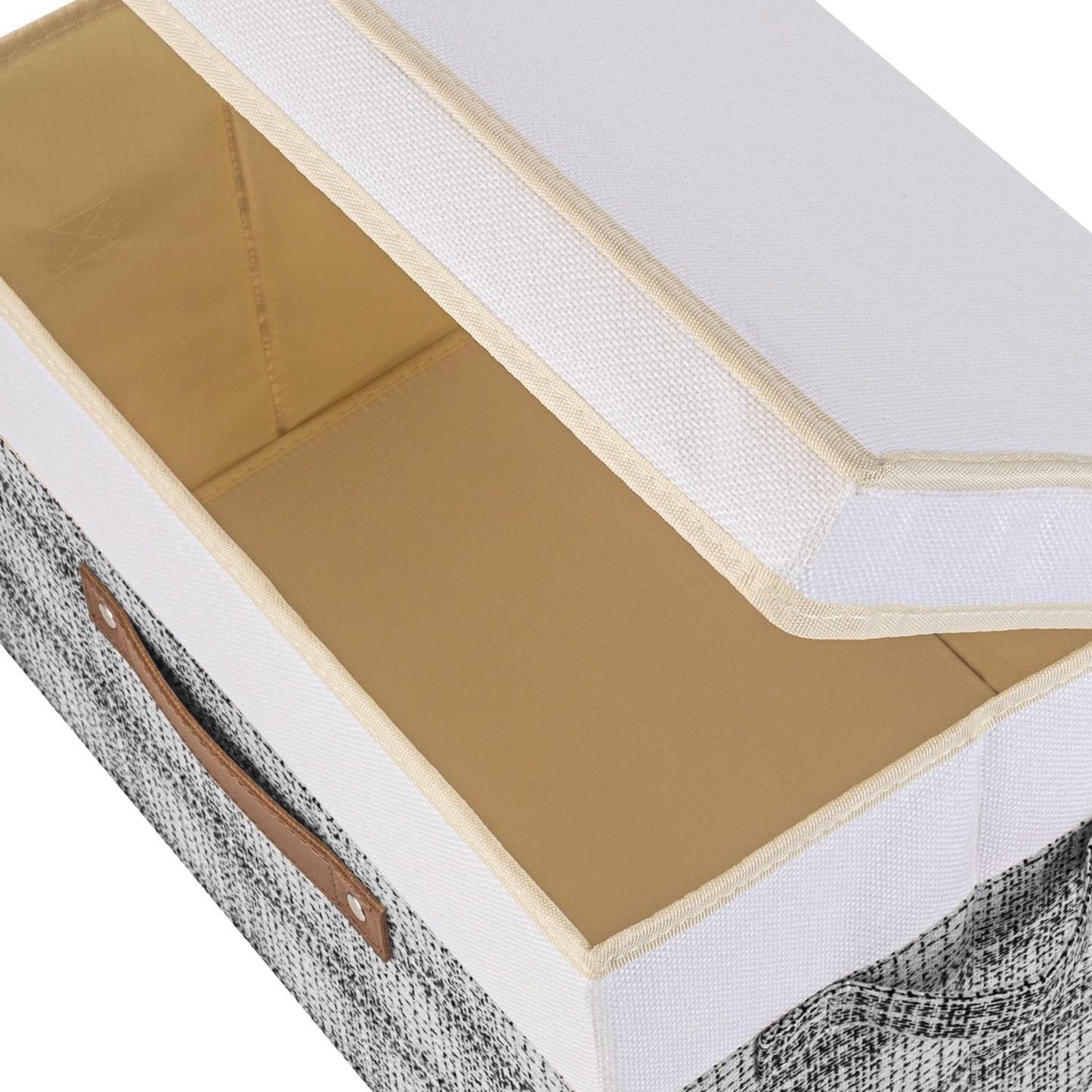 TYEERS Collapsible Storage Bins with Lids, Patchwork Design, Washable, Fabric Storage Boxes, 14.9x9.8x9.8 inches, 5 Pack, Gray