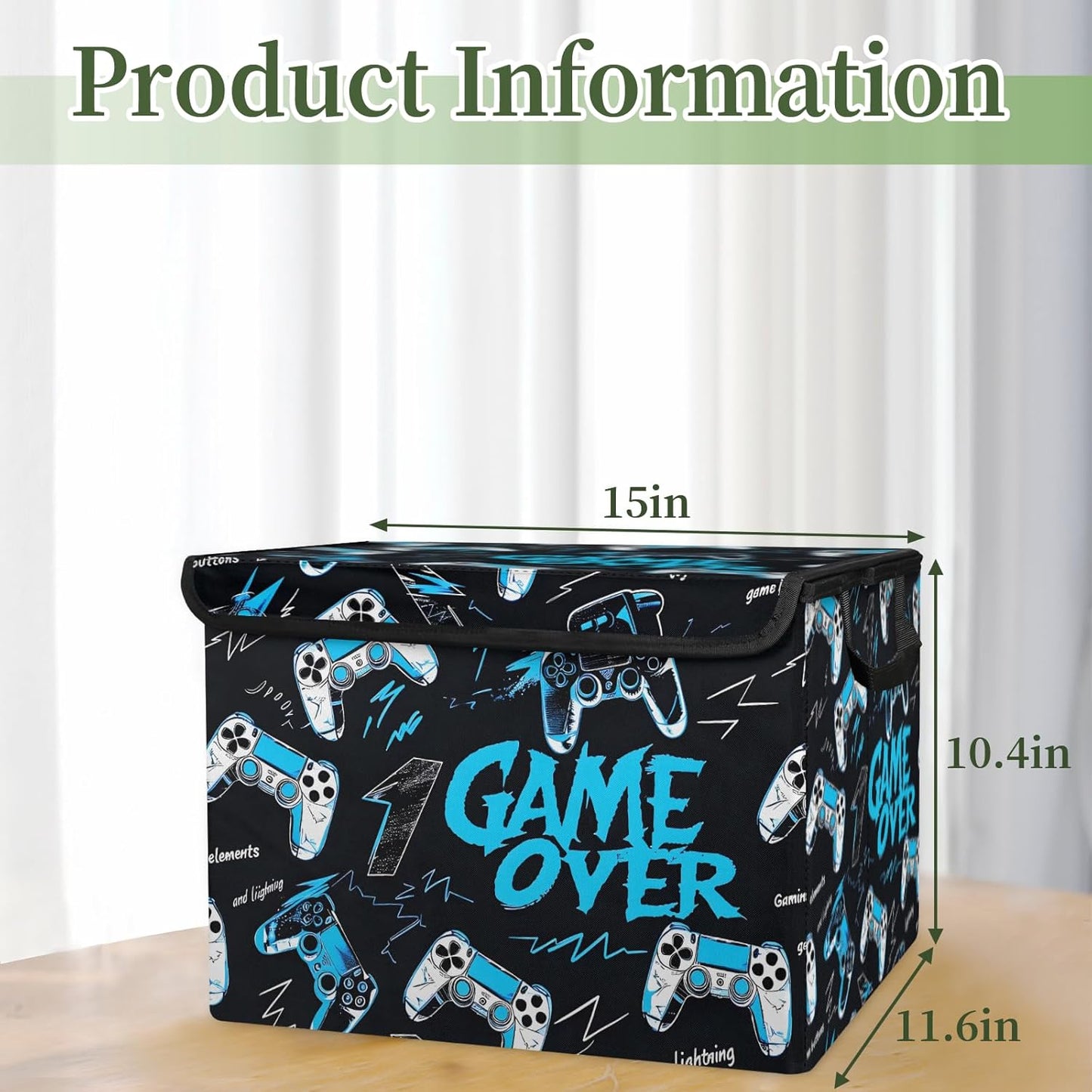 Closet Storage Bins Storage Baskets for Organizing with Flip-Top Lid & Handles, 27 Quart Large Linen Closet Organizers and Storage Cubes, Decorative Wardrobe Boxes for Organization (Game Console)