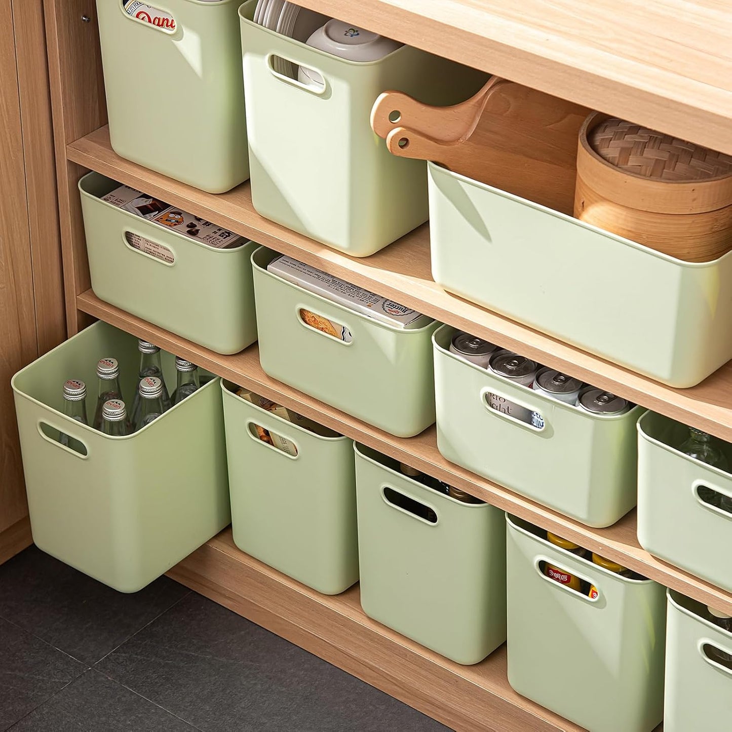 5 pack large plastic White storage bins Baskets, Toy Box Chest with Lids and Handle，Organizer Containers for Baby，Kids,snacks,Nursery，Shelves，Playroom, Bedroom，Office,Closet，home