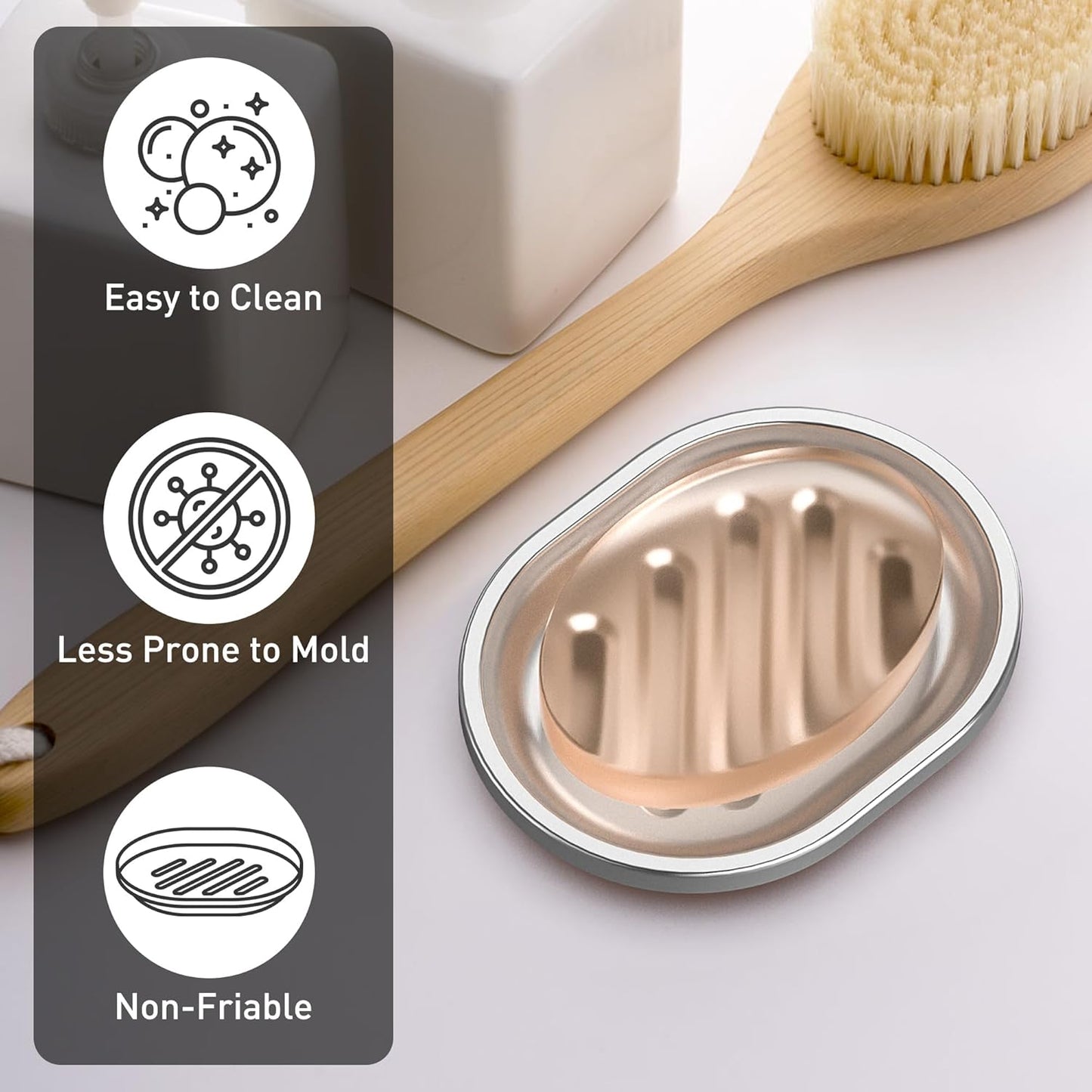 Soap Dish,Stainless Steel Soap Holder with Drain Spout,Brushed Metal Soap Saver for Bathroom Shower, Bathtub, Kitchen Sink,Durable and Stylish