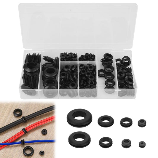 Rubber Grommet Kit - 8 Sizes 200pcs Rubber Hole Plugs Firewall Cable Single Sided Round Hole Cover for Wire Plug Home Improvement