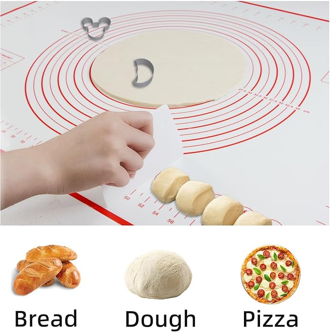 Dough Mat Pastry Silicone Baking Mats 32x24" Red for Rolling Kneading Sheet Sourdough Bread Baking Supplies