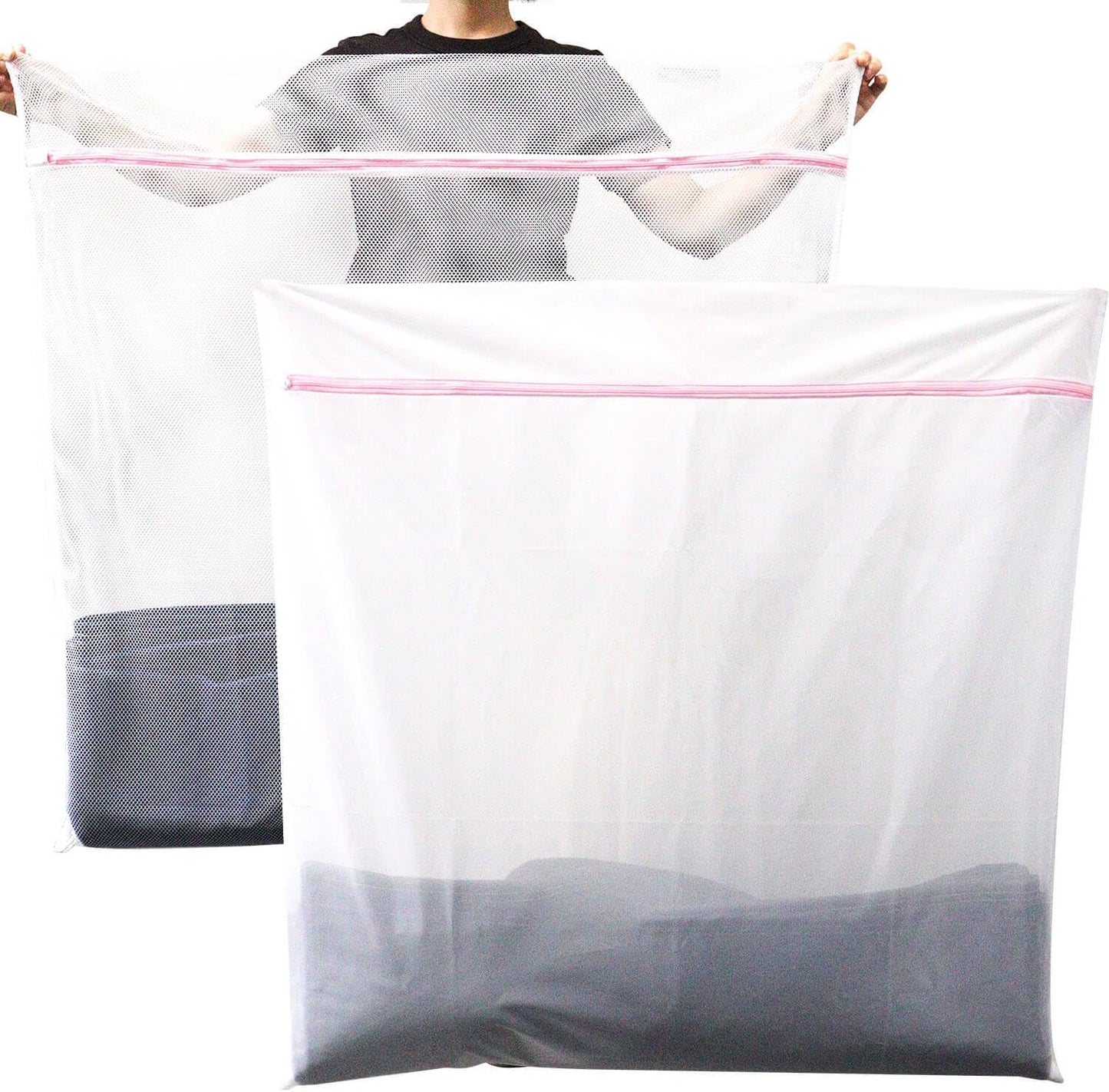 Extra Large Mesh Laundry Bags Washing Bag 2Pack Delicates Bag and Zipper Laundry Bag Jumbo for Washing Machine Large Mesh Bags for Blankets, Bedding, Coats, Toys (2PCS-XXXL)