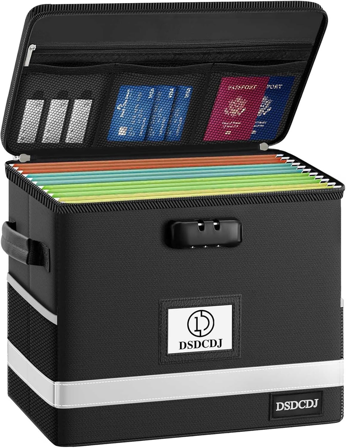 Fireproof Document Box - Fireproof File Organizer with Lock, Portable File Box with Handle, Portable Home Office File Cabinet for Hanging Letter/Legal Folder (12.3 x7.7 x10.5in)